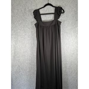 Ann Taylor Dress 4 Ruffle Sleeve Midi‎ Black Stretch Midi Summer Mature